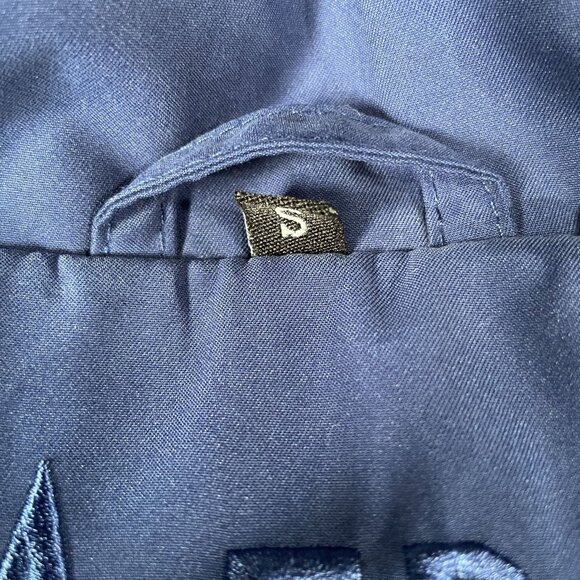 Oversized Navy Hooded Rain Jacket Aeros Kristen Blake Coastal Gorpcore Fall S - Picture 3 of 10